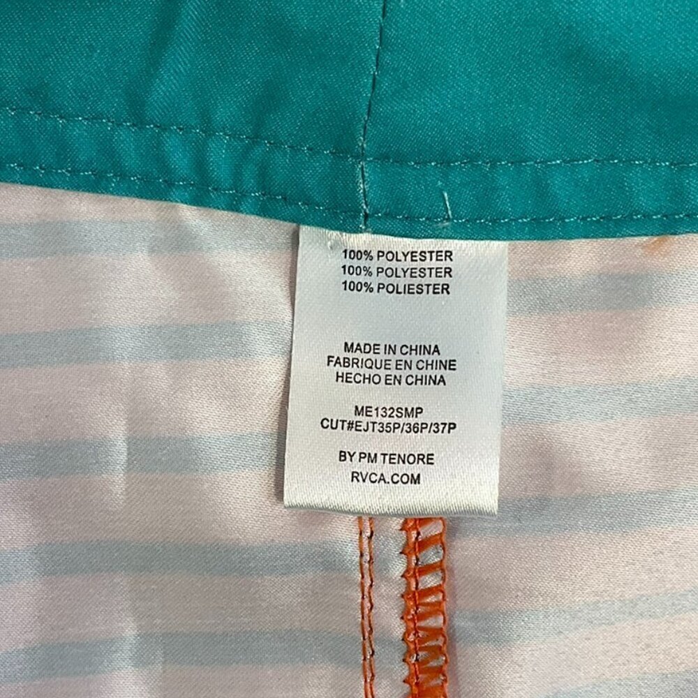 RVCA Striped Board Shorts Orange Blue Black Swim Trunks Size 30 - Picture 8 of 8